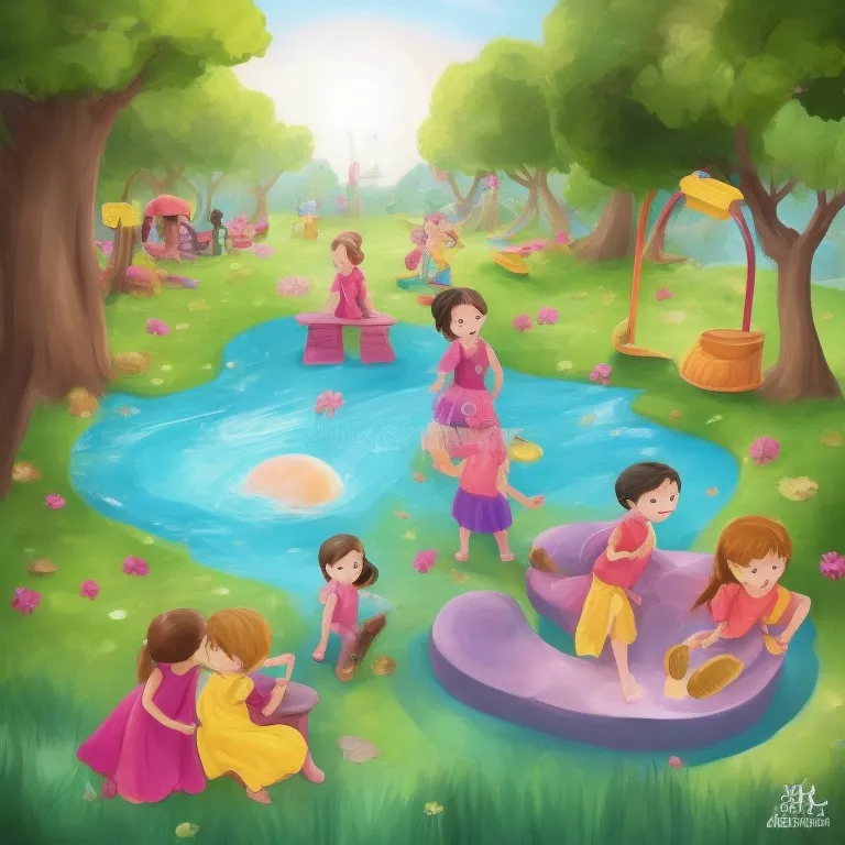 Illustration: The Playground Squad Rests on the Freshly Painted Benches