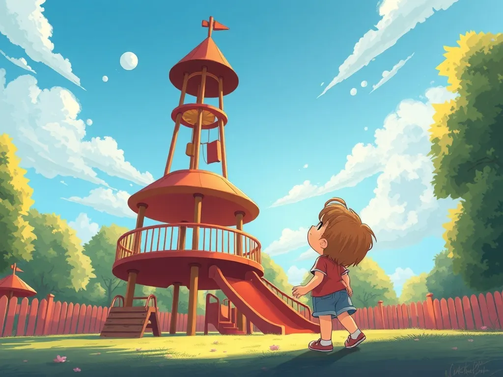 The Prairie Princess and the Playground Challenge - Melody gazing up at towering playground structure