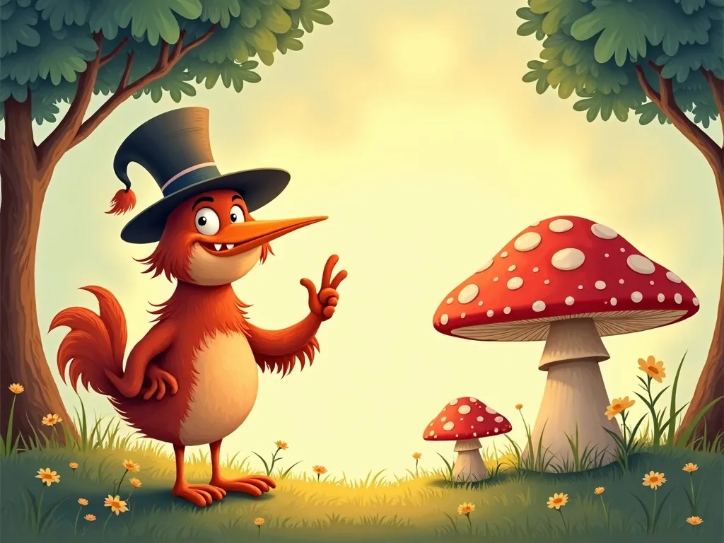 The Questioning Phoenix's Quest - Professor Hoot gesturing toward mushroom circle