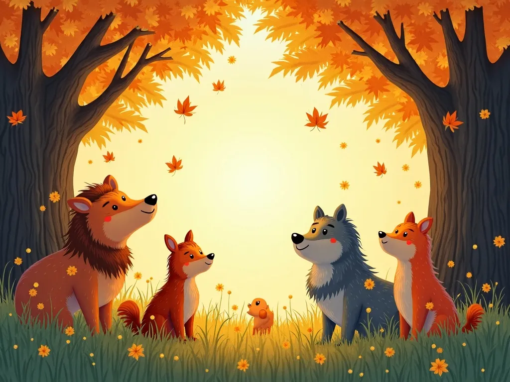 The Questioning Phoenix's Quest - Animals gathered at the Library of Leaves