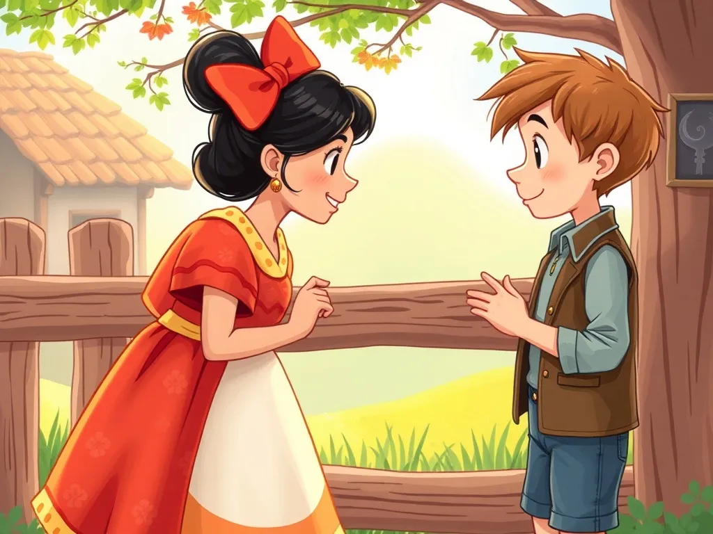 The Quiet Friend at Grandma's House - Maya meeting Sam by the wooden fence