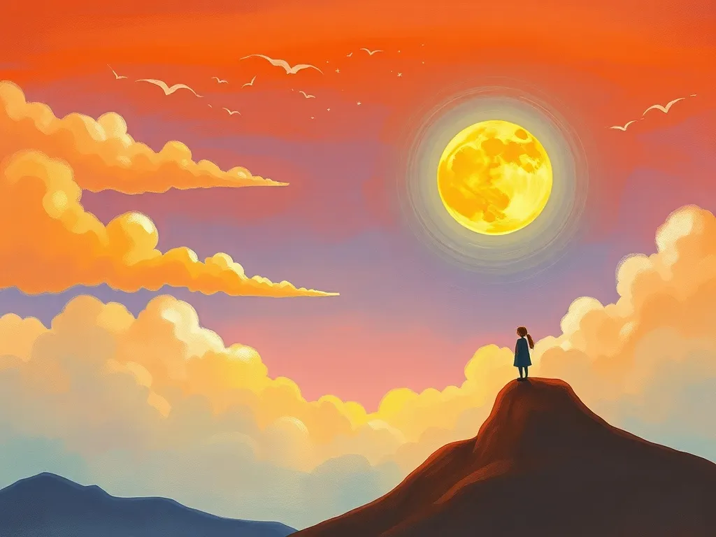 The Rainbow Bridge Between Giants - Luna and Sky painting dawn colors together