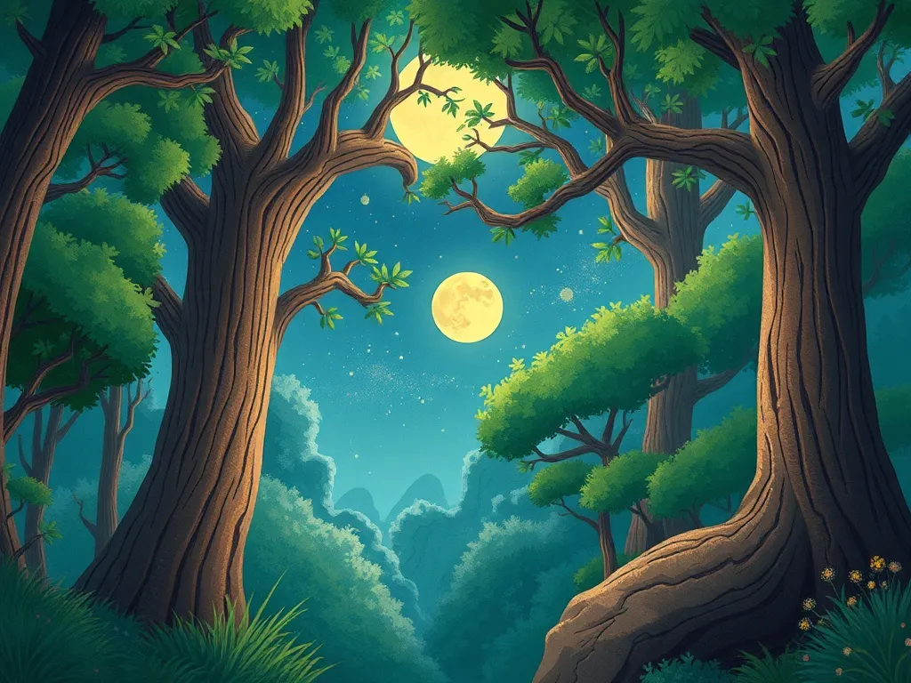 The Rainbow Bridge Between Giants - Luna hiding beneath giant forest canopy