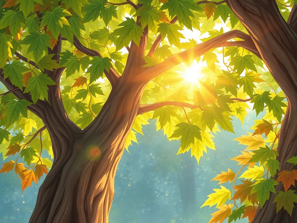 The Rainbow Bridge Choice - Elder Maple speaking with Shimmer in dappled sunlight