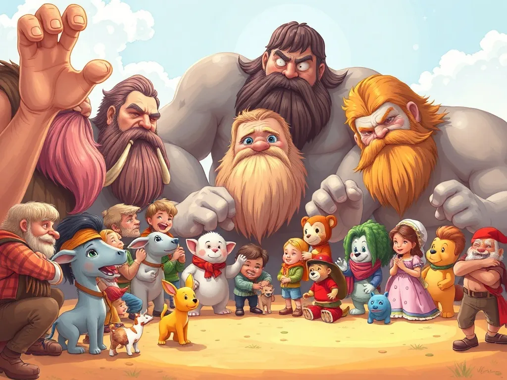 The Rainbow Bridge Guardian - Various giants gathering with their toys