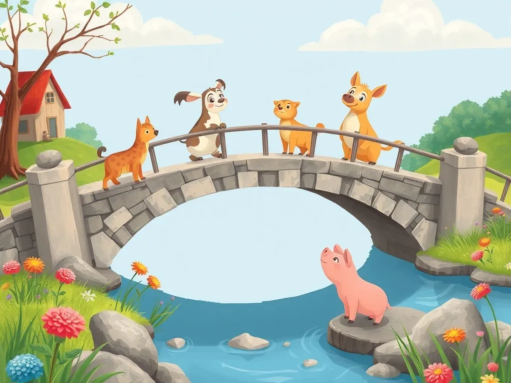 The Rainbow Bridge of Questions - Pip watching other animals cross bridge happily