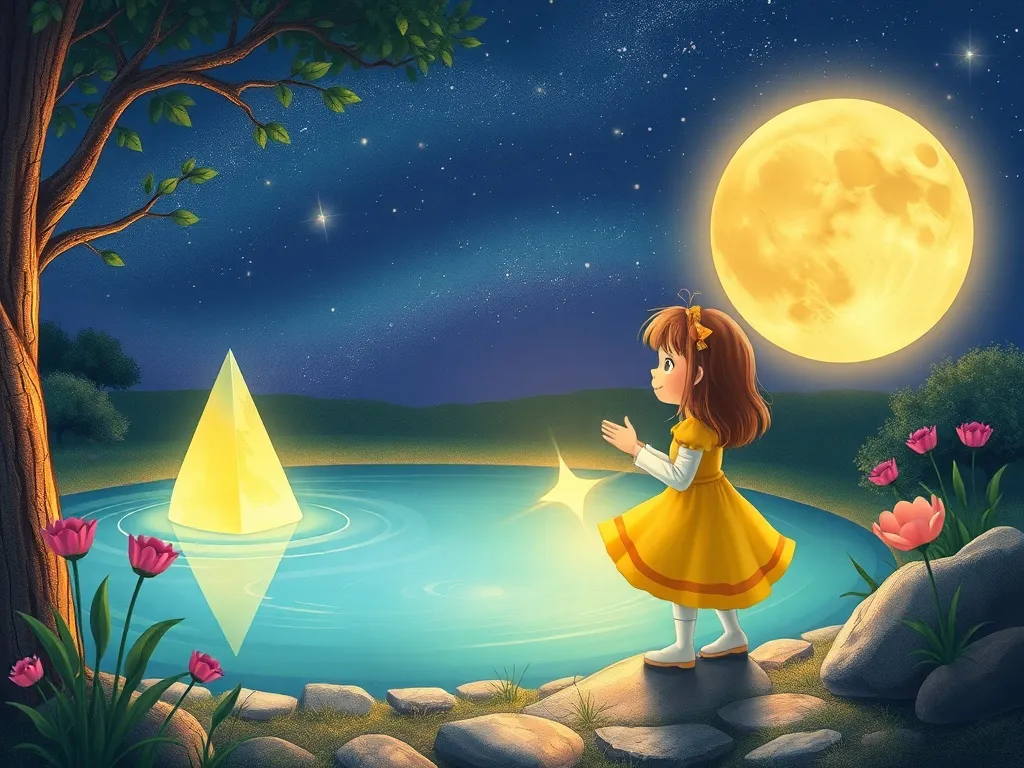 The Rainbow Cat's Invention Workshop - Luna meeting Prism at the glowing pond