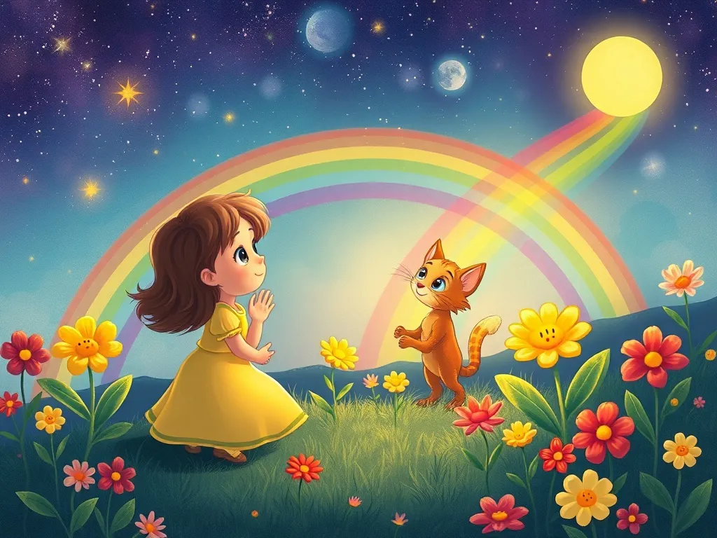 The Rainbow Unicorn's Garden Question - Luna watching Felix's rainbow flower magic
