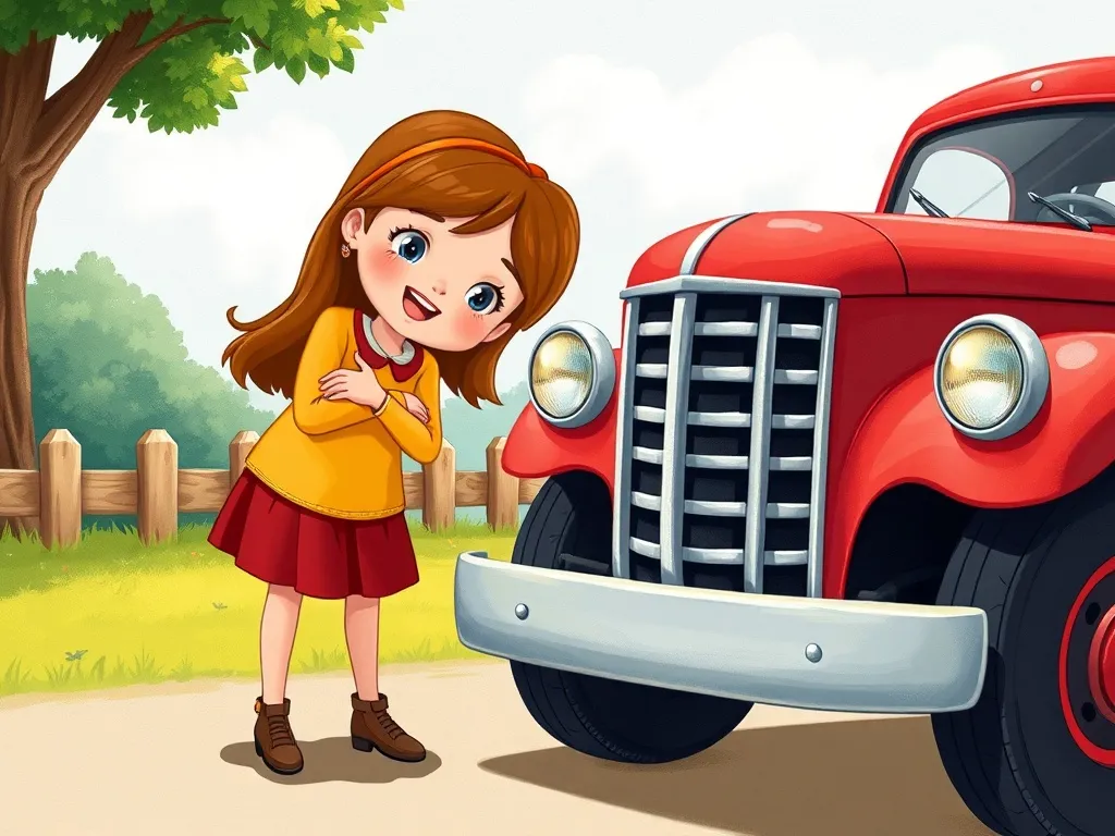 The Red Truck at Grandma's House - Maya clutching red truck while James stands apart