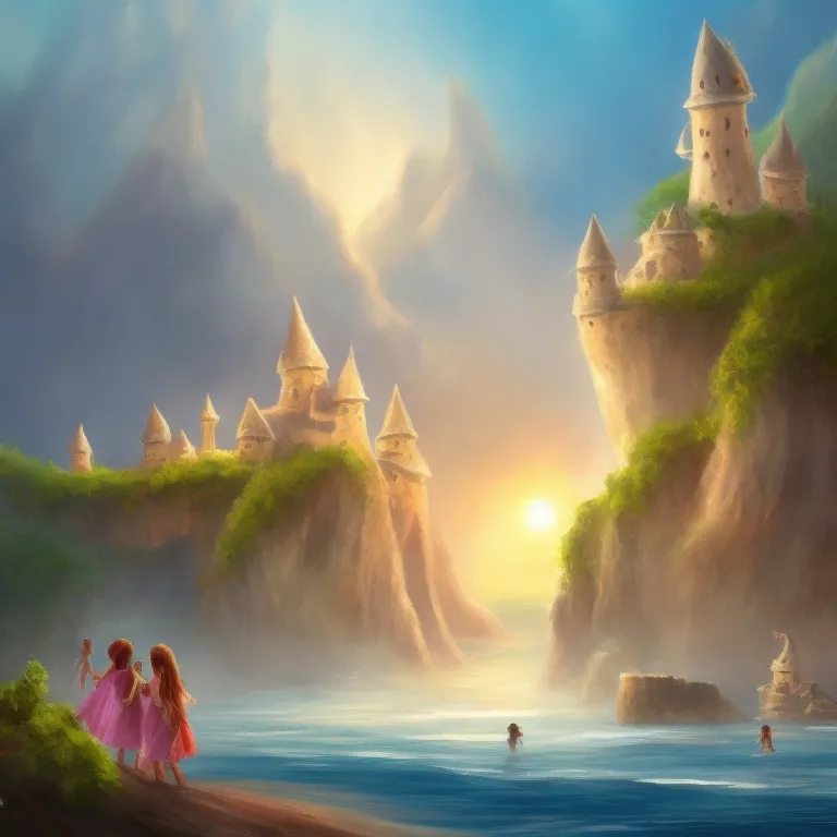 Illustration: Children Rebuild Sandcastles Before High Tide