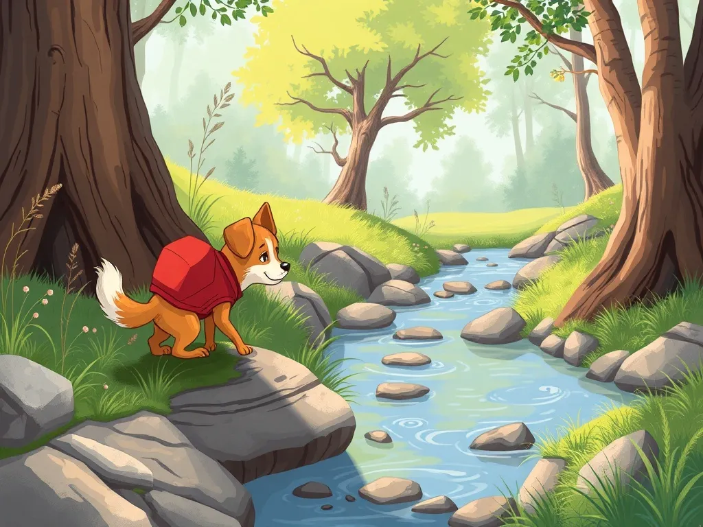 The Scent of Friendship - Buddy exploring creek while following scent