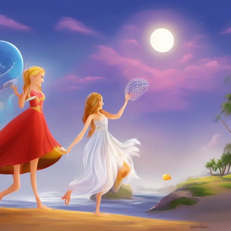 Illustration: Max and Samantha Arrange Shells into a Wave