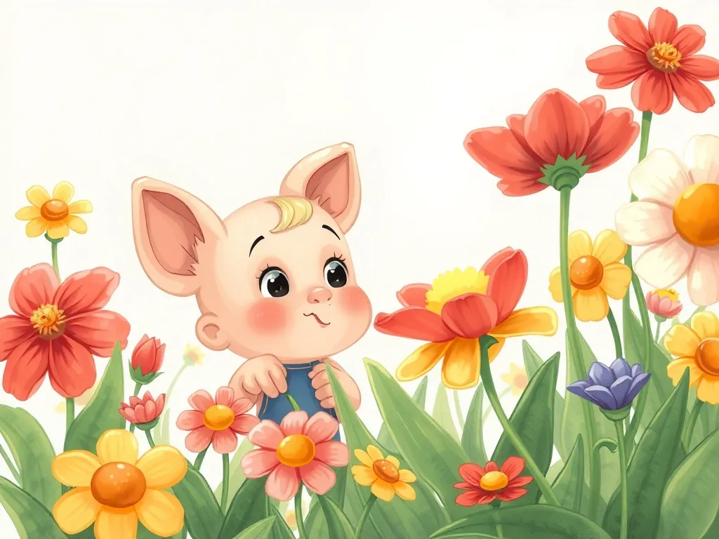 The Sharing Tree: Pip's Special Treasure - Pip hiding behind flowers watching curious Lucy