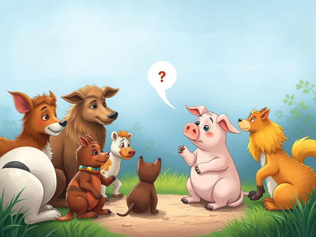 The Sharing Tree: Pip's Special Treasure - Animals gathering around worried Pip giving advice