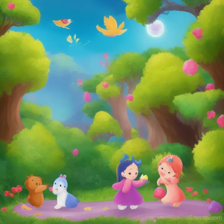 Illustration: Bear Cub and Bird Choose a Game Together