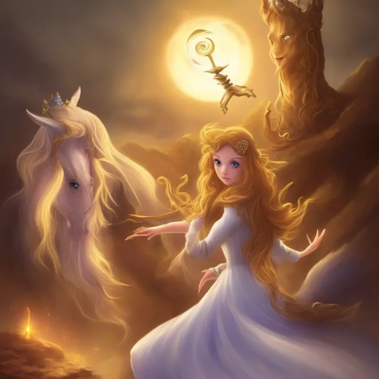 Princess Elara finding gray mist and a black feather in the palace garden