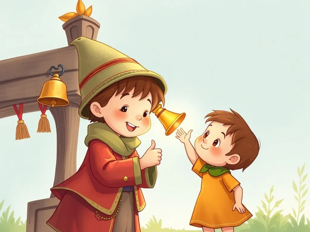 The Silver Bell of Willowbrook - Pip encouraging the young boy at the bells