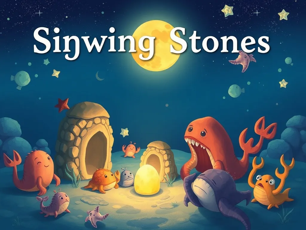 The Singing Stones of Sapphire Trench - Sea creatures gathering around the glowing singing stones