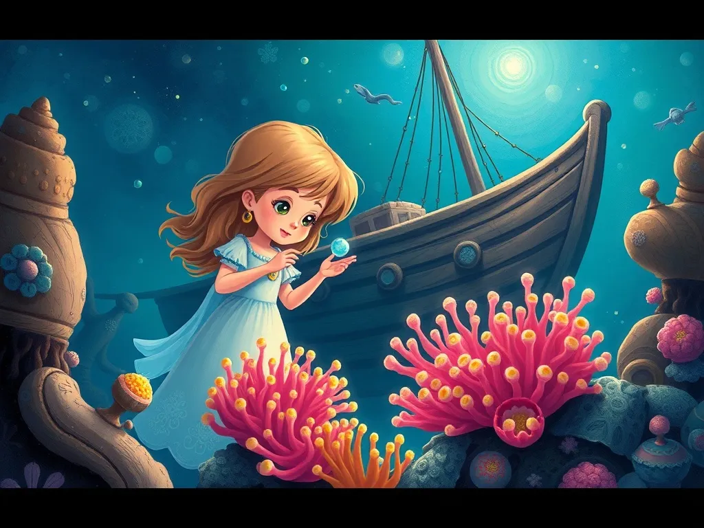 The Song That Would Not Flow - Pearl tending rainbow anemones in the shipwreck
