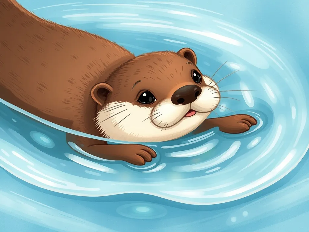 The Stream That Listened - Otter disappearing beneath the water's surface
