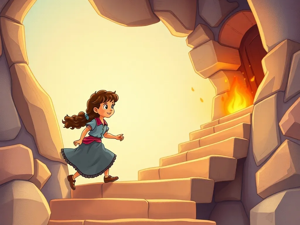 The Temple of Patient Explorers - Maya and Kai leading injured Ember up puzzle staircase