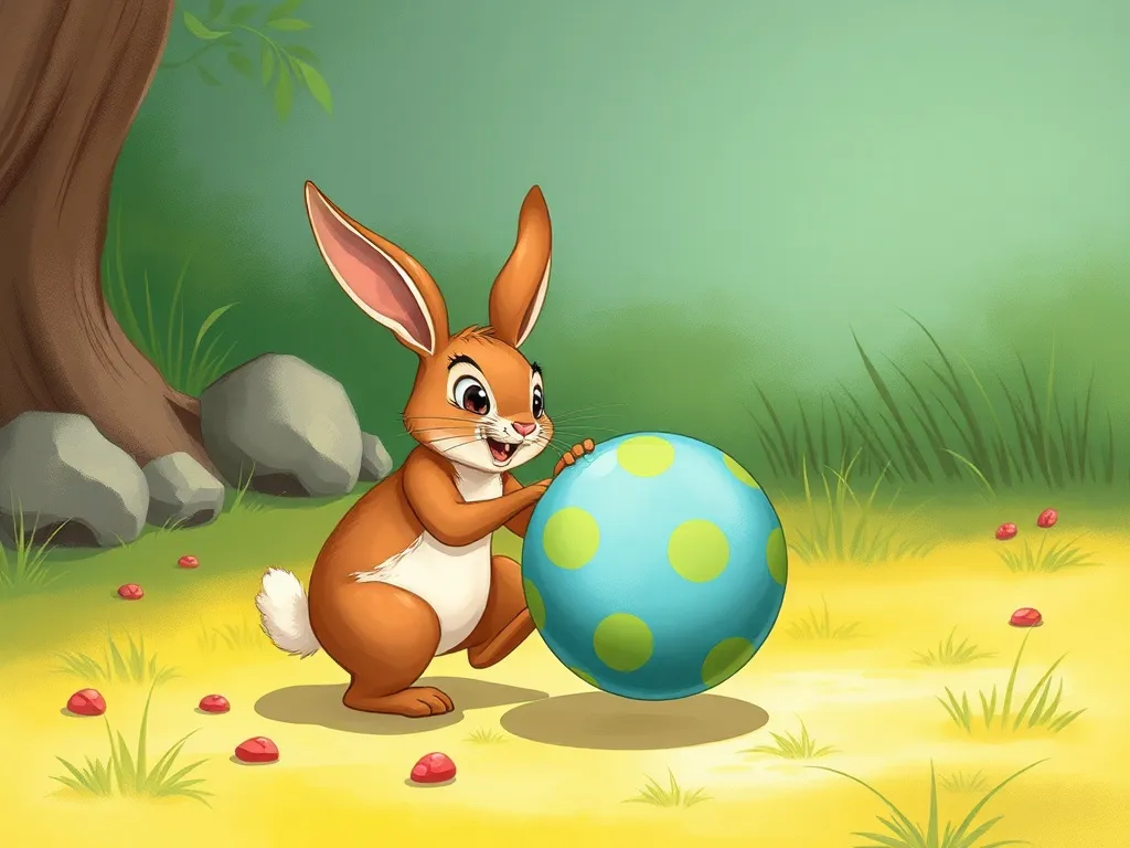 The Treehouse Explorer's Heart - Ball rolling to surprised rabbit's feet