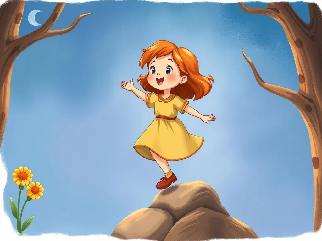 The Valley of Twin Dreams - Lucy taking her first brave step upward