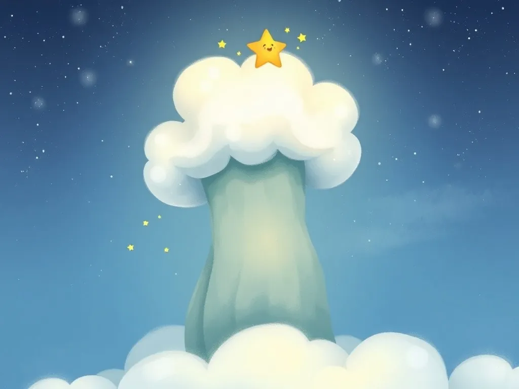 The Welcoming Cloud Castle - Tiny star Twinkle crying behind misty cloud pillar
