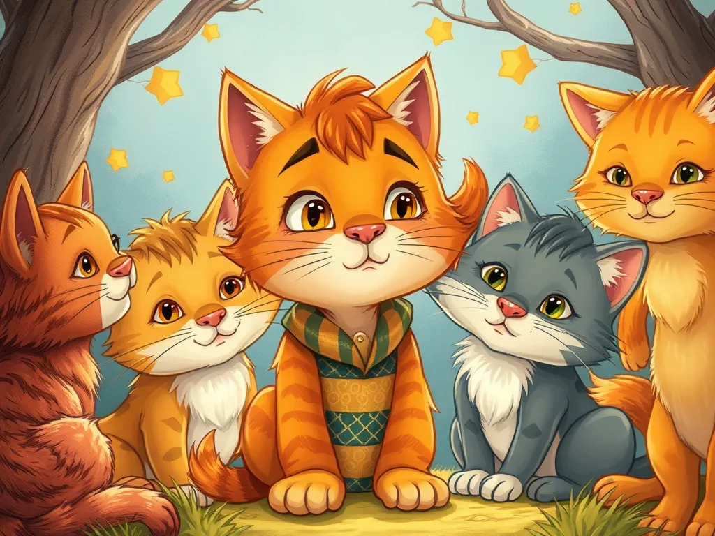 The Whiskers of Wisdom: A Swamp Cat's Tale - Oliver looking embarrassed among whispering cats