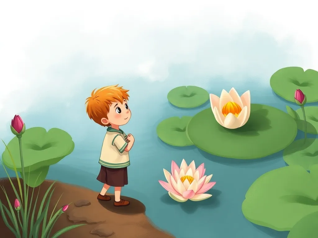 The Whiskers of Wisdom: A Swamp Cat's Tale - Oliver standing by the disturbed water lily