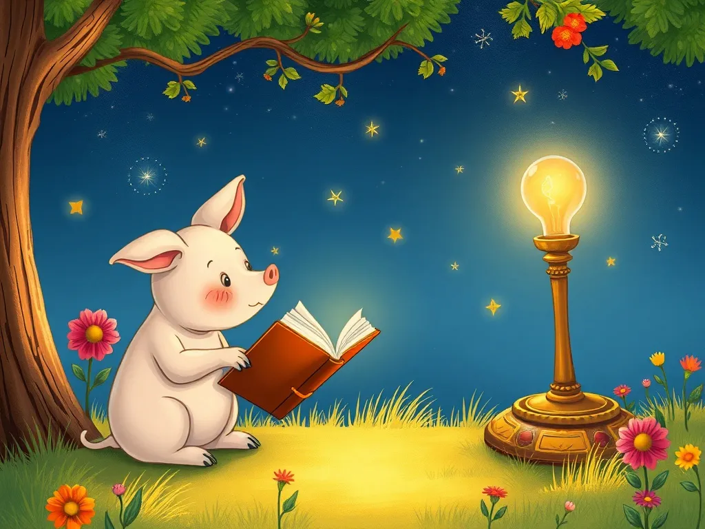 The Whispering Library - Pip quietly talking to the golden book