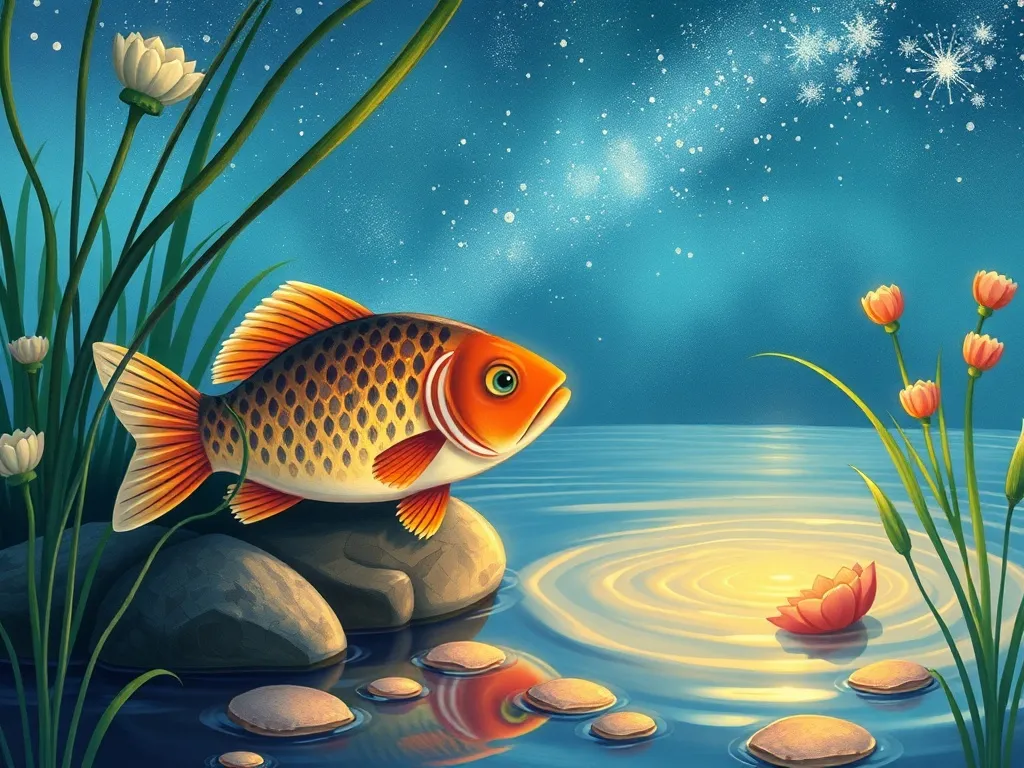 The Wise Owl&#x27;s Garden of Sharing - Pip and Aurora watching the pond&#x27;s surface