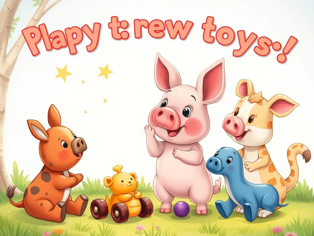 The Wise Owl&#x27;s Garden of Sharing - Pip inviting others to play with new toys