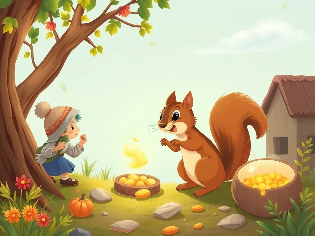 The Wise Owl's Sharing Circle - Squirrel helping others find treasures