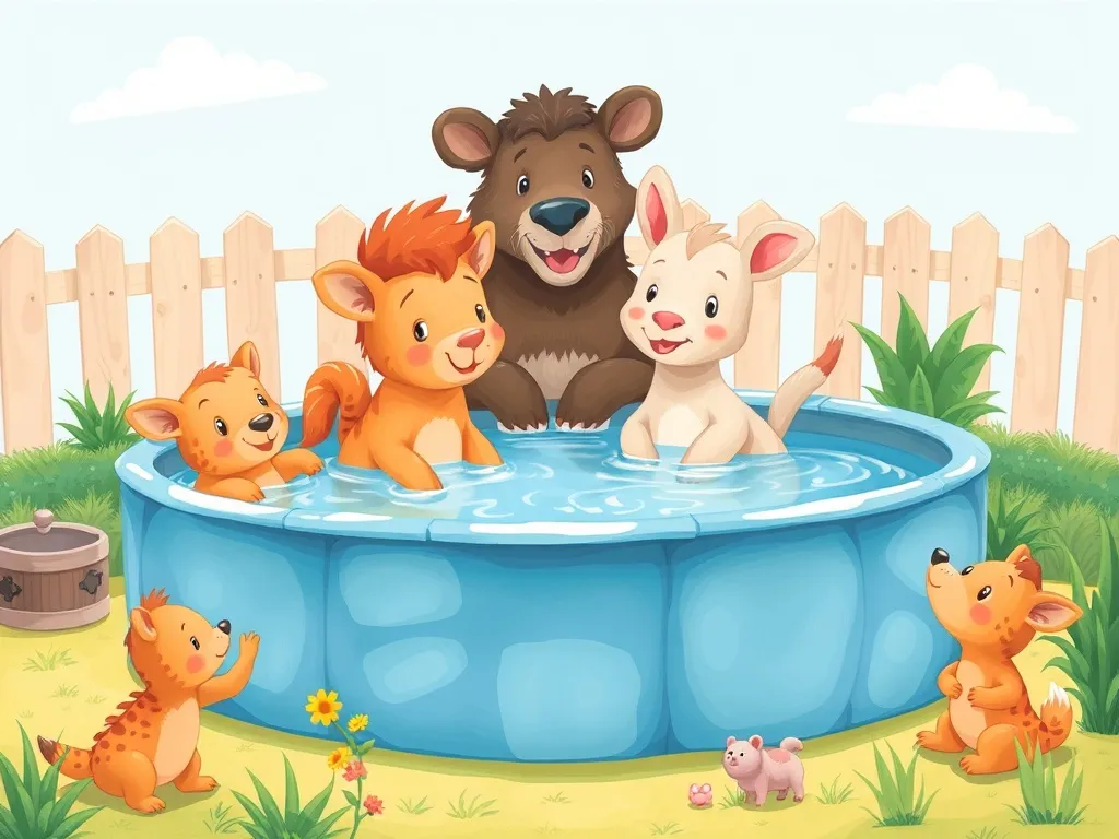The Wise Wings of Willow Park - Animals enjoying the new pool together