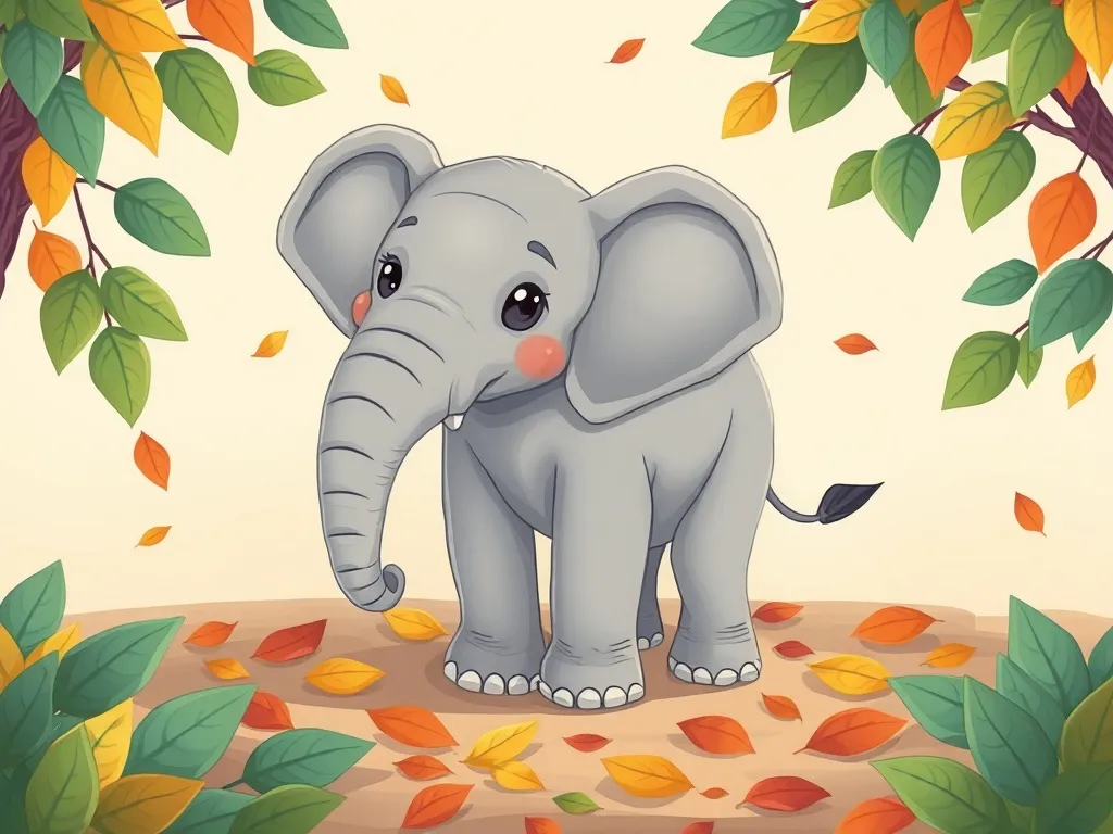Thumper's Three Lessons of Friendship - Elephant standing apart amid scattered leaves