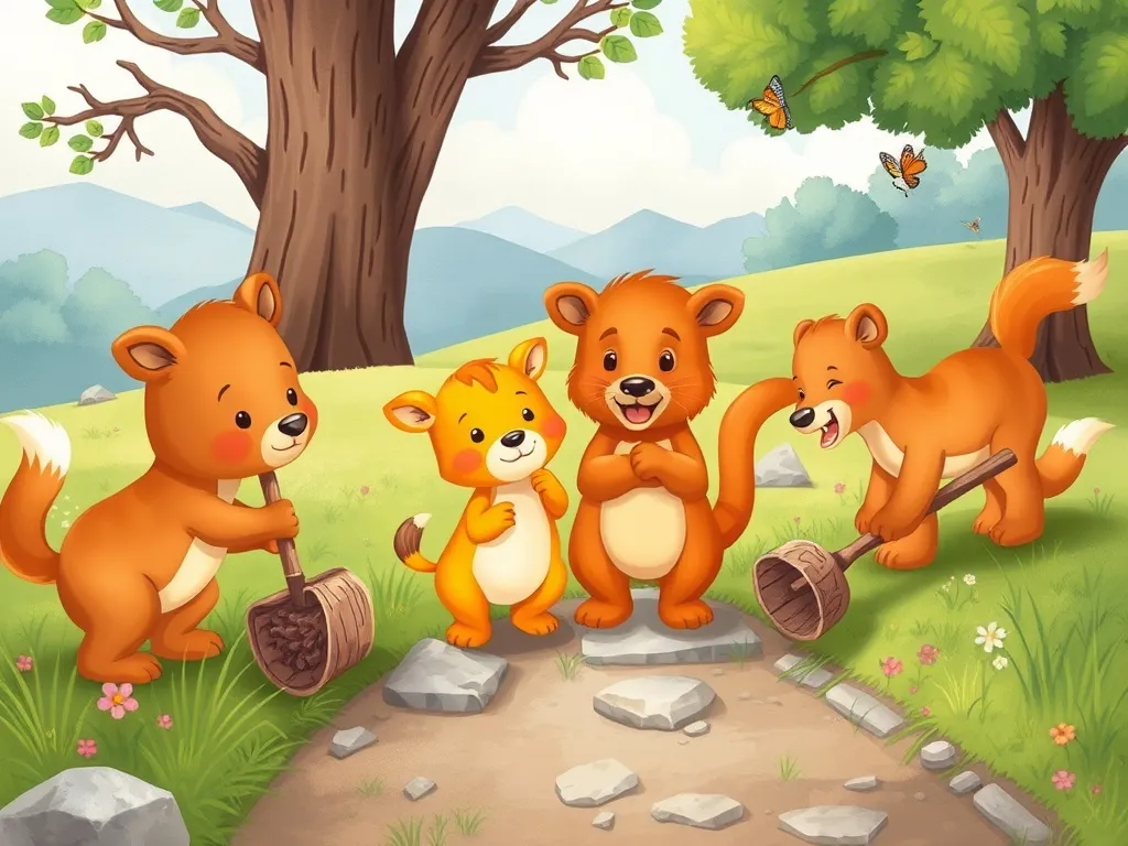 Thumper's Three Lessons of Friendship - Animals clearing path together harmoniously