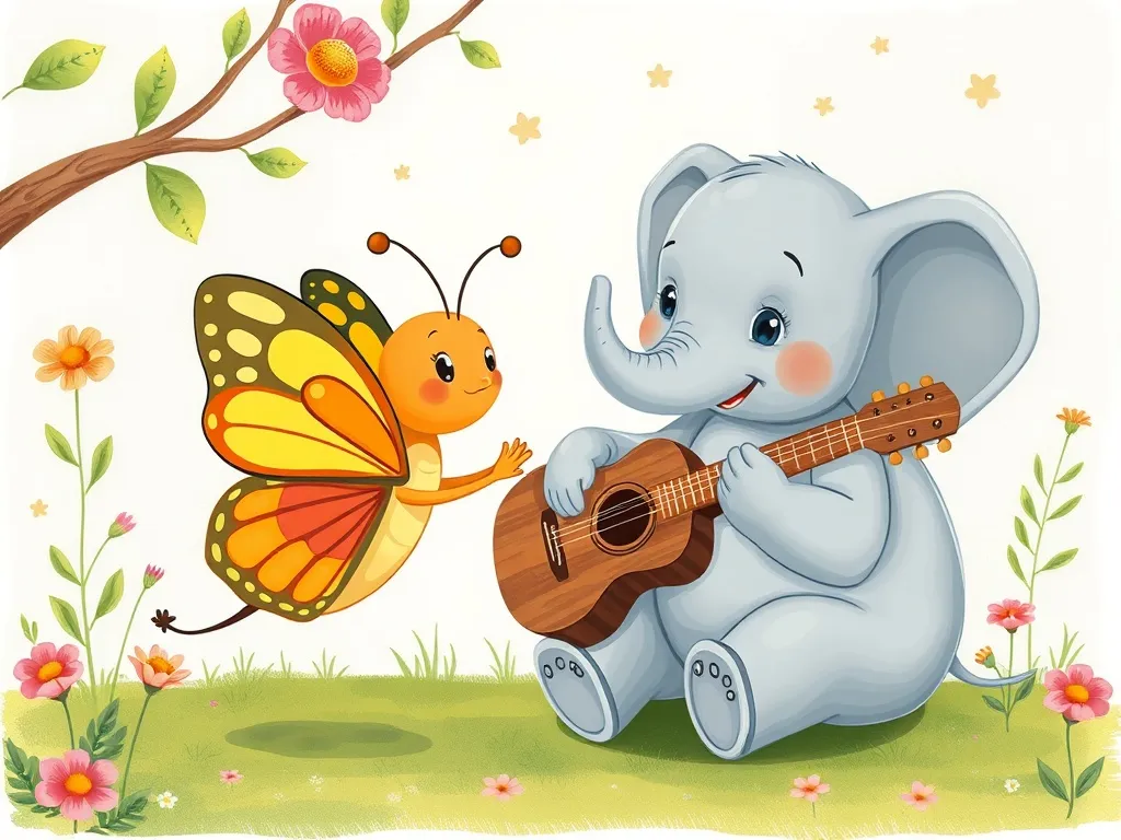 Tumble's Question Garden - Butterfly and elephant practicing music together