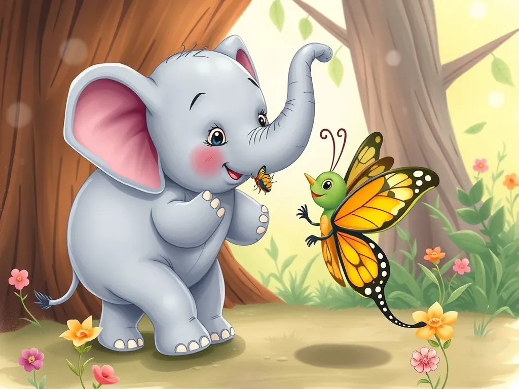 Tumble's Question Garden - Elephant and butterfly performing successful duet