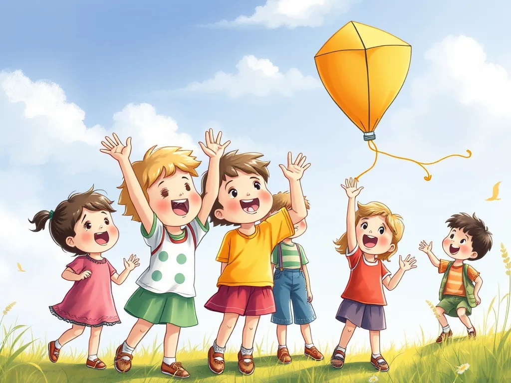 Wendell's Wonderful Mix-Ups - Children cheering as balloon and kite fly correctly