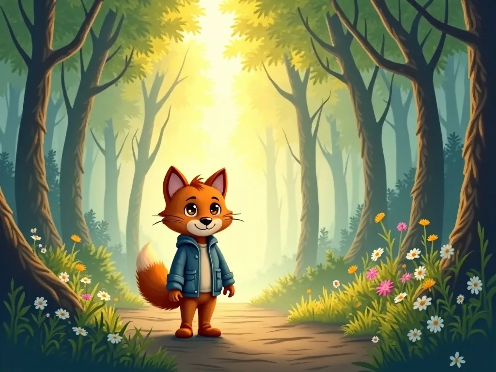 Whiskers and the Hidden Forest Friends - Scene 2 illustration