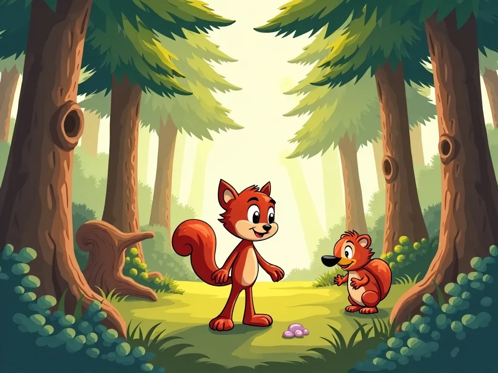 Whiskers and the Hidden Forest Friends - Scene 3 illustration