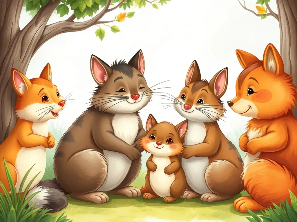 Whiskers and the Prairie Garden Friends - Whiskers gathering woodland creatures together