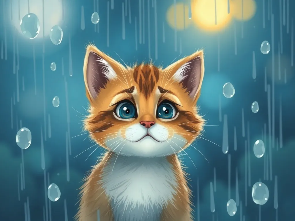 Whiskers and the Window Friend - Kitten's worried face reflected in rainy glass