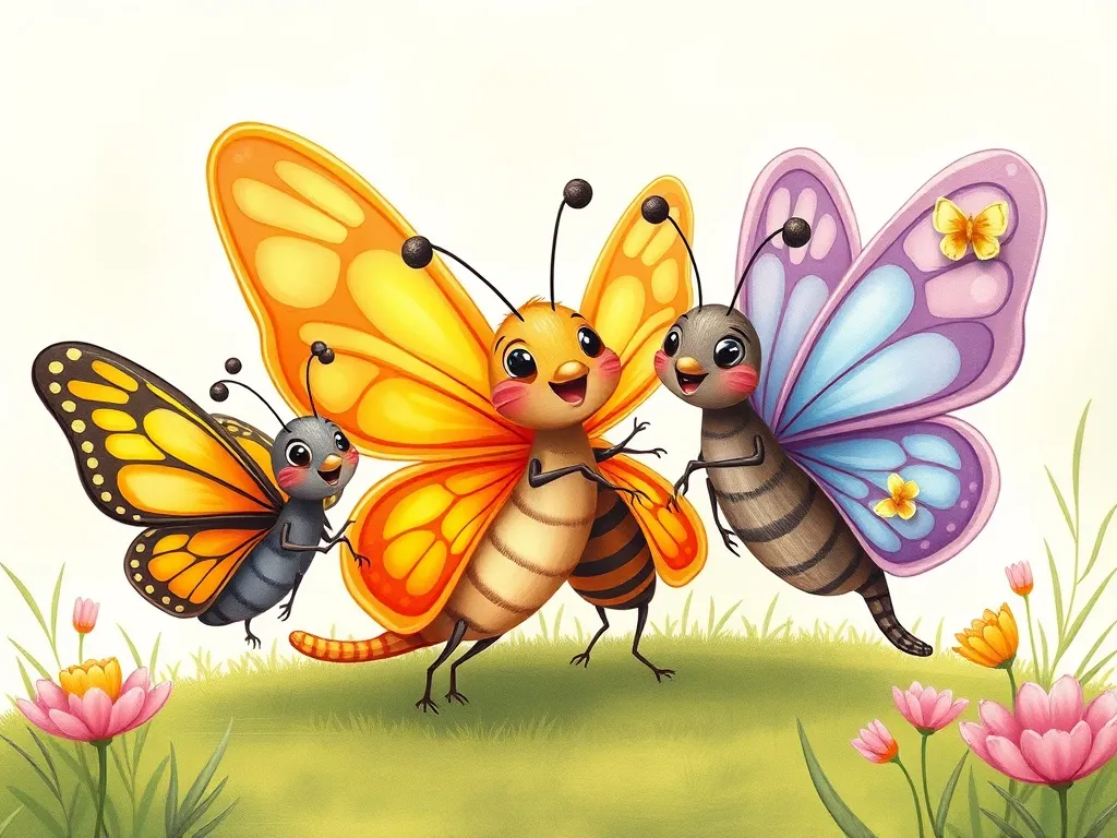 Whiskers' Wildflower Waltz - Group of butterflies teaching Whiskers different moves
