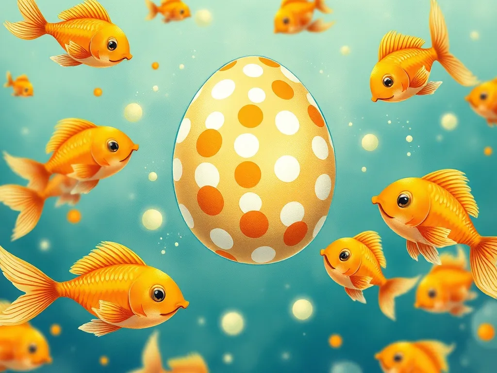 Wizzle's Wonky Wand and the Backwards Pet Shop - Giant polka-dotted egg bouncing wildly between flying goldfish